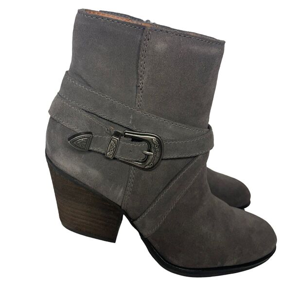 Zodiac Sammi Women's 8.5 M Gray Suede Leather Boot Bootie Western Buckle Accent - Picture 7 of 12